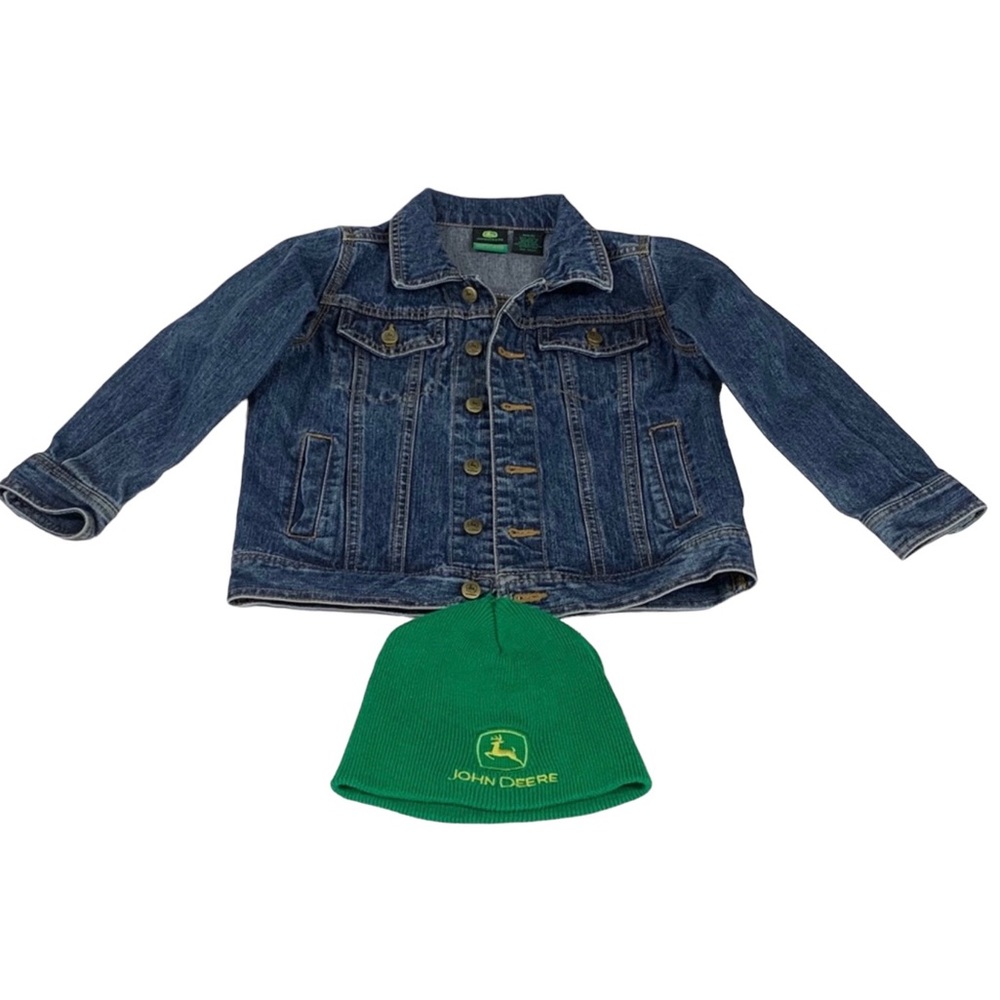 John Deere Youth Denim Blue Jean Jacket-Cap M 5-6